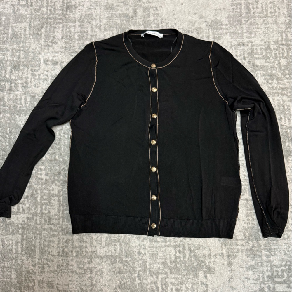 Zara Black Knitwear with Gold Stitching